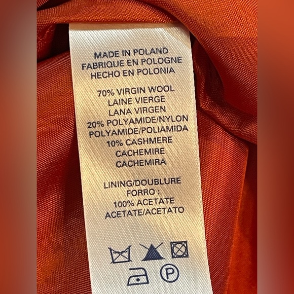 French Connection Vibrant Orange Wool Pea Coat - Picture 7 of 8